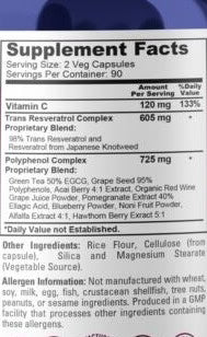 RESVERATROL LONGEV 60 CÁPSULAS DE 1450mg